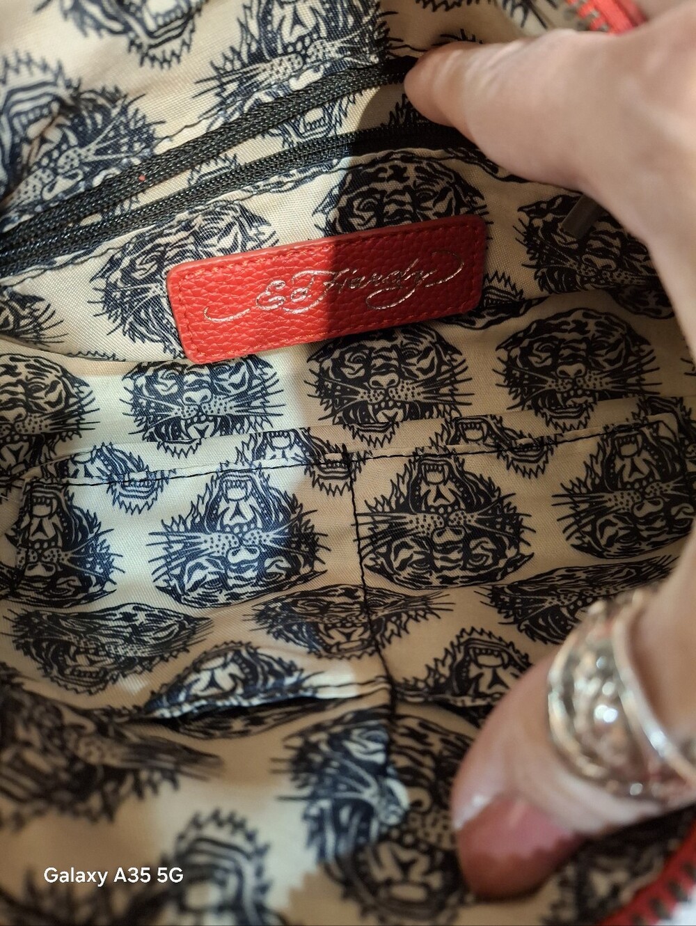 Ed Hardy Red leather Baguette shoulder bag with crossbody strap - Picture 2 of 9